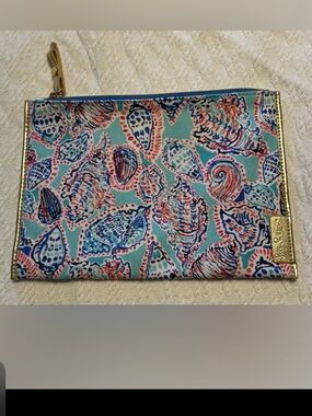 Lilly Pulitzer Sea Shell Print Canvas Beach Pool Zip Pouch